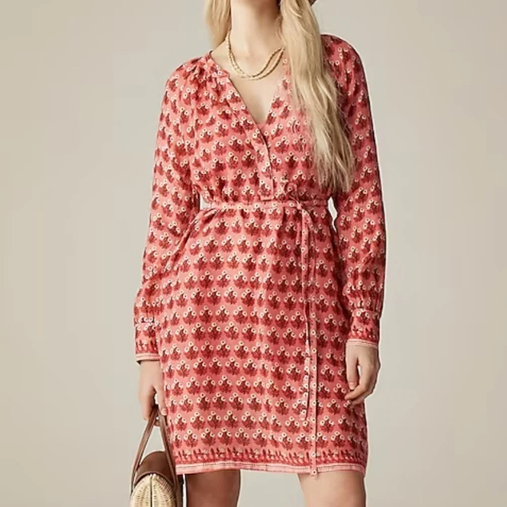 J crew Cabana mini dress in block-print ramie